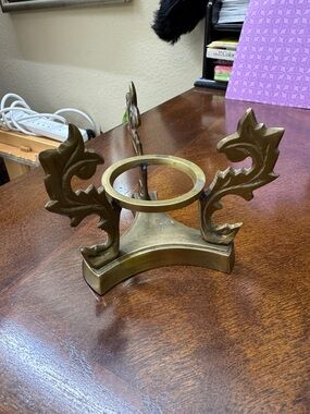 Vintage Brass Orb Display Stand, Votive Candle Holder, India